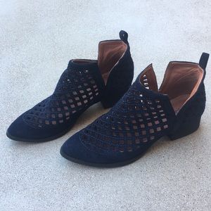 Jeffery Campbell navy suede taggart booties